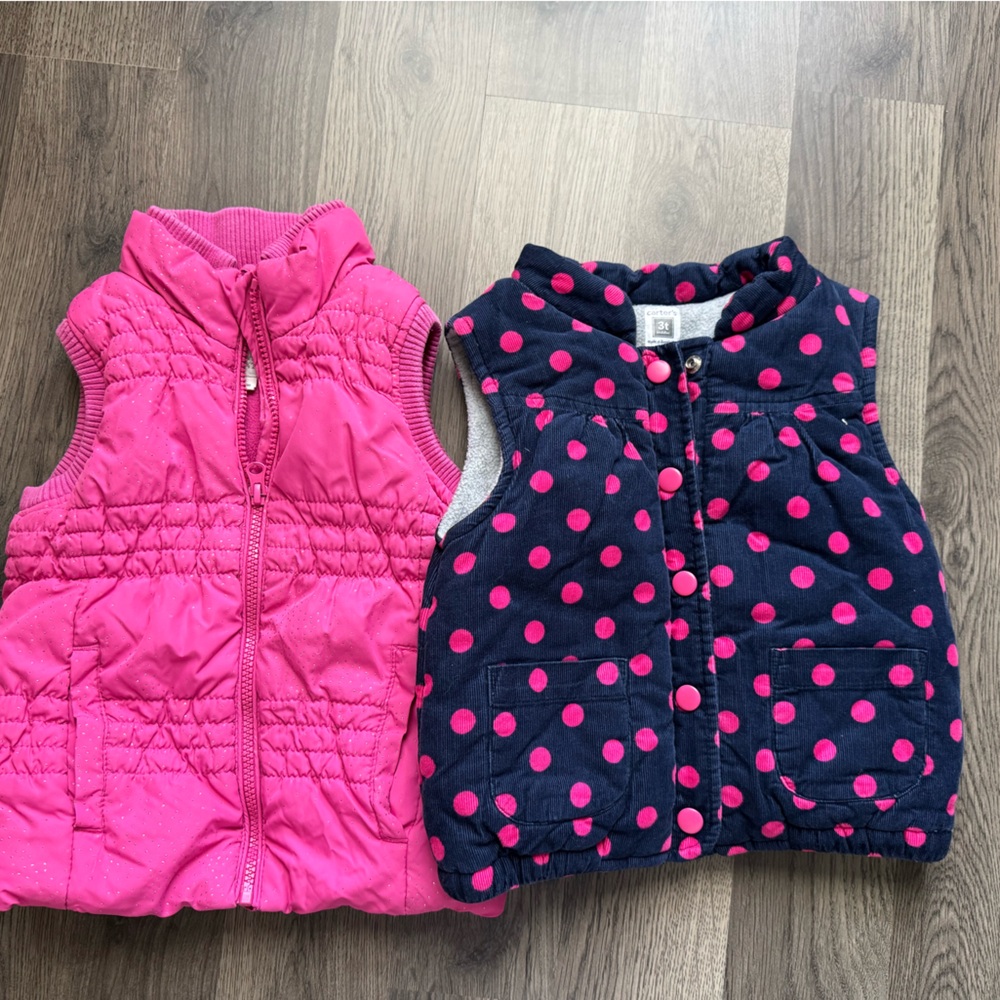 Carter's Navy Vest with Pink Polka Dots